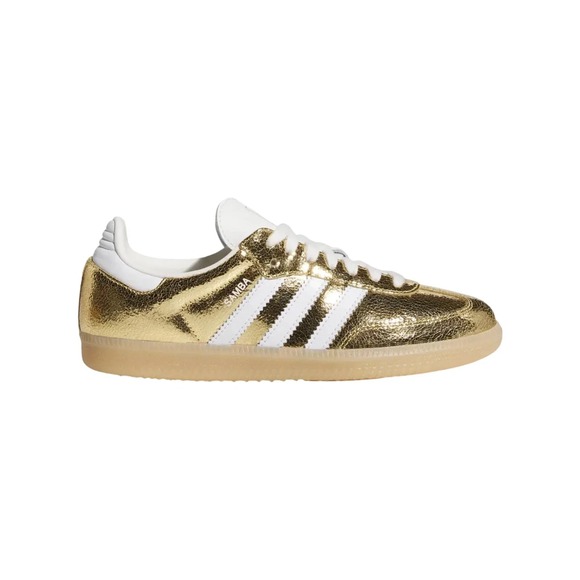 Adidas Samba OG Women's Size 7.5 Cracked Leather Gold Sneakers KI5719 NEW - Picture 4 of 7